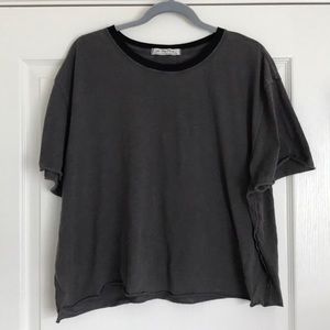 Free People grey/black oversized cropped tshirt